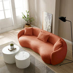 Boucle Fabric Curved Sofa - Half Moon Design - 4 Seater