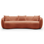 Boucle Fabric Curved Sofa - Half Moon Design - 4 Seater