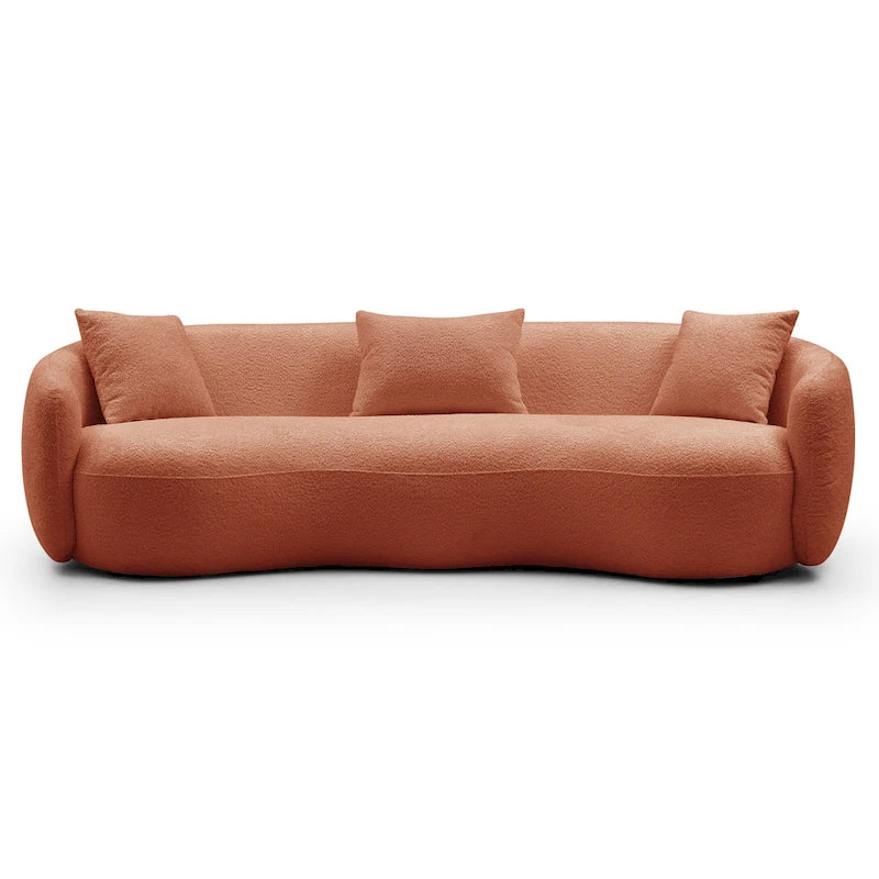 Boucle Fabric Curved Sofa - Half Moon Design - 4 Seater