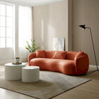 Boucle Fabric Curved Sofa - Half Moon Design - 4 Seater