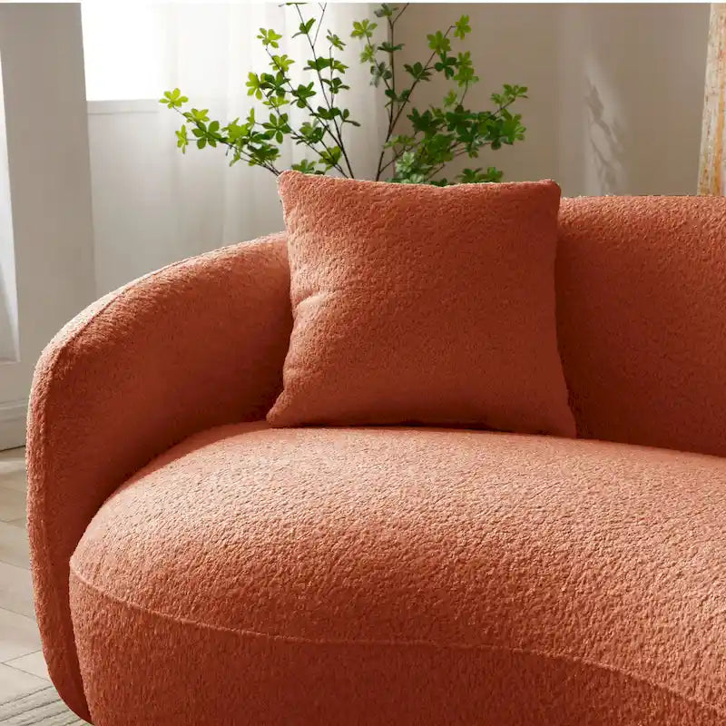 Boucle Fabric Curved Sofa - Half Moon Design - 4 Seater