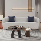Boucle Fabric Curved Sofa - Half Moon Design - 4 Seater