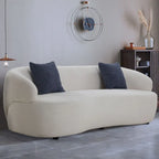 Boucle Fabric Curved Sofa - Half Moon Design - 4 Seater