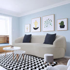 Boucle Fabric Curved Sofa - Half Moon Design - 4 Seater