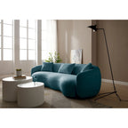 Boucle Fabric Curved Sofa - Half Moon Design - 4 Seater