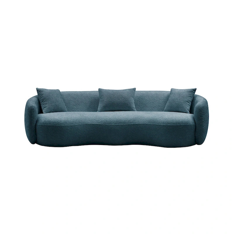 Boucle Fabric Curved Sofa - Half Moon Design - 4 Seater