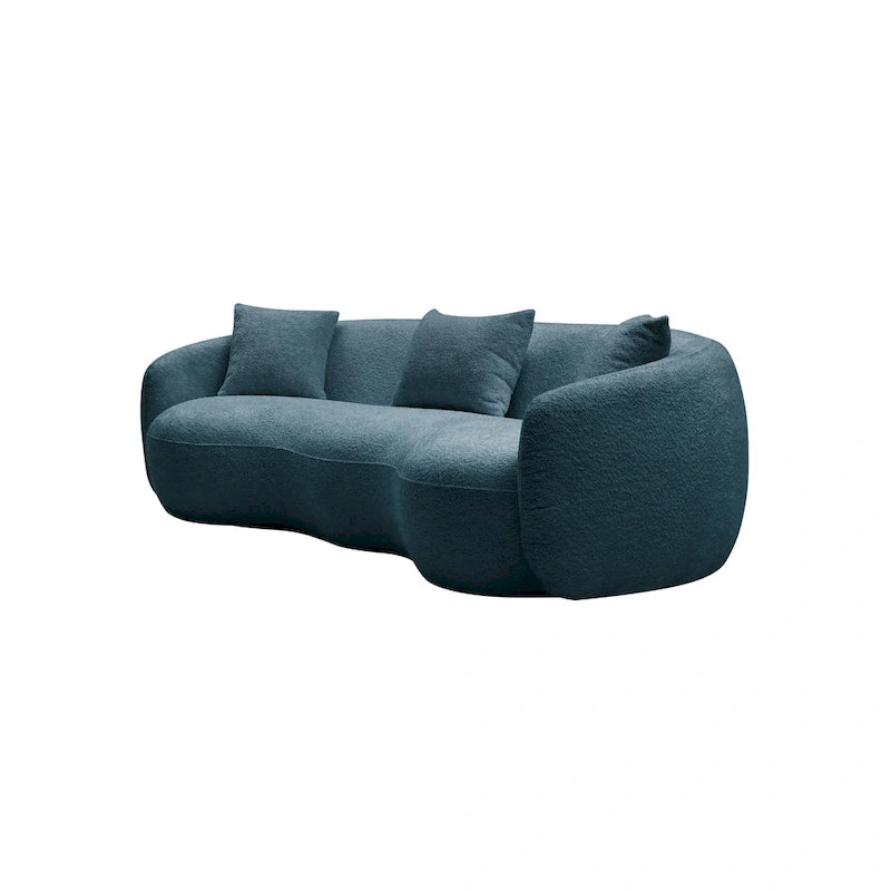 Boucle Fabric Curved Sofa - Half Moon Design - 4 Seater
