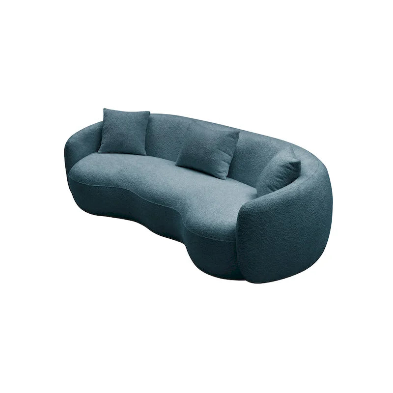 Boucle Fabric Curved Sofa - Half Moon Design - 4 Seater