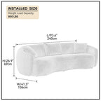 Boucle Fabric Curved Sofa - Half Moon Design - 4 Seater