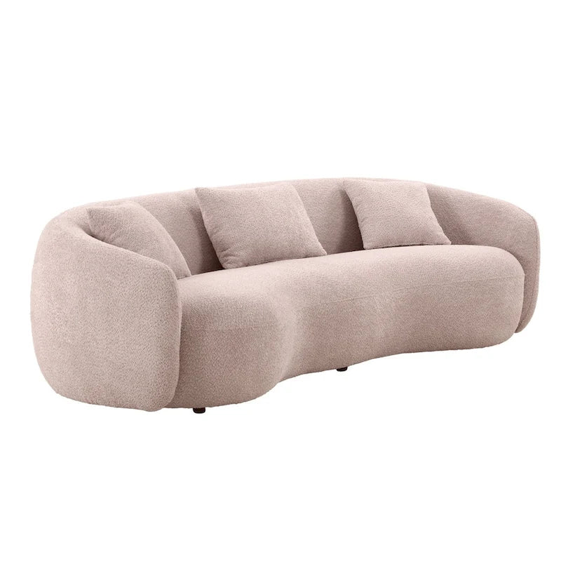 Boucle Fabric Curved Sofa - Half Moon Design - 4 Seater