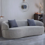Boucle Fabric Curved Sofa - Half Moon Design - 4 Seater