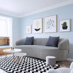 Boucle Fabric Curved Sofa - Half Moon Design - 4 Seater