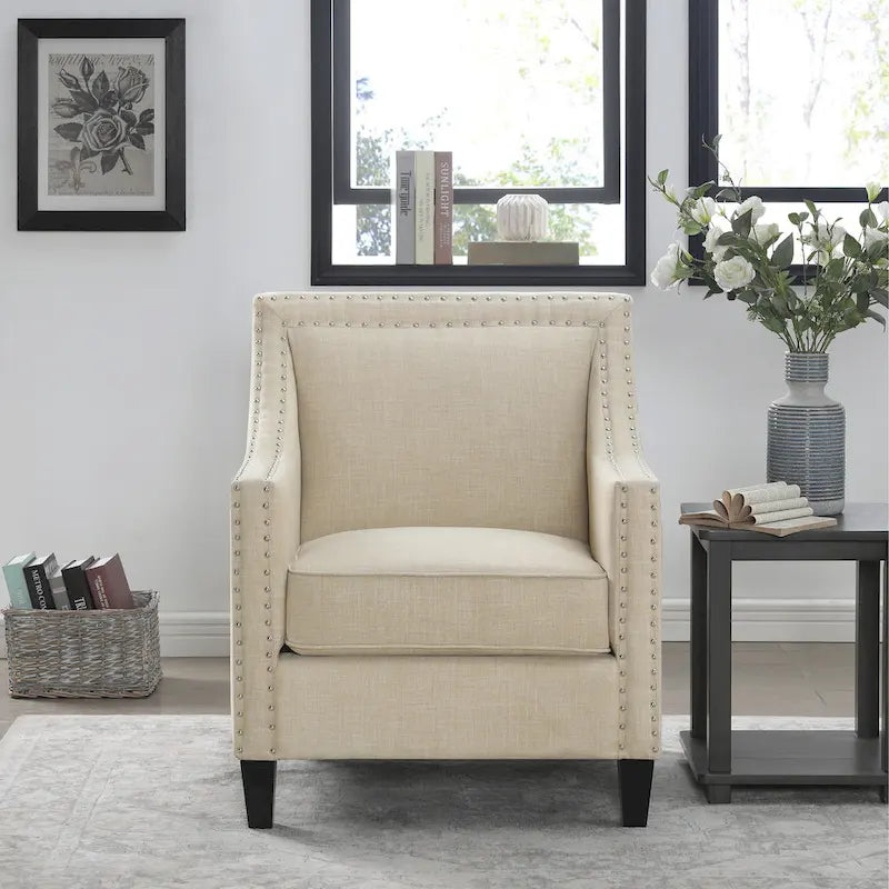 Erica Accent Armchair with Chrome Nailhead Trim