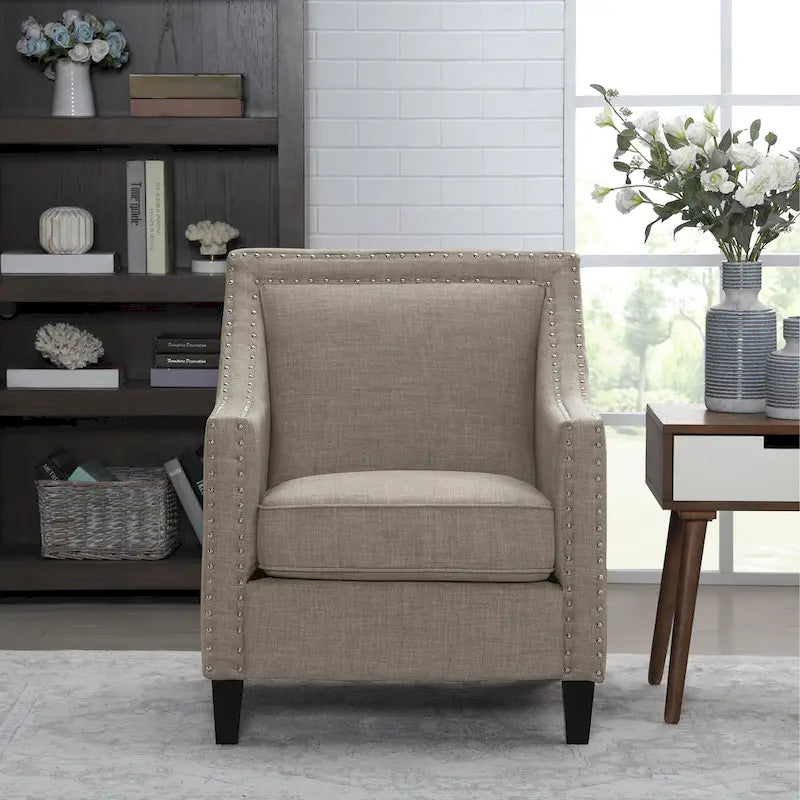 Erica Accent Armchair with Chrome Nailhead Trim