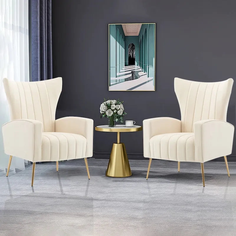 Velvet Accent Chair with Gold Legs