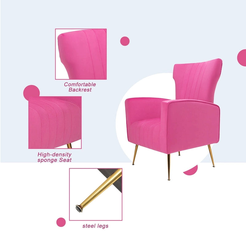 Velvet Accent Chair with Gold Legs
