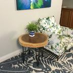 Natural Solid Wood Round End Table Coffee Table