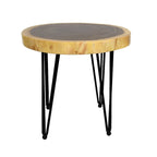 Natural Solid Wood Round End Table Coffee Table