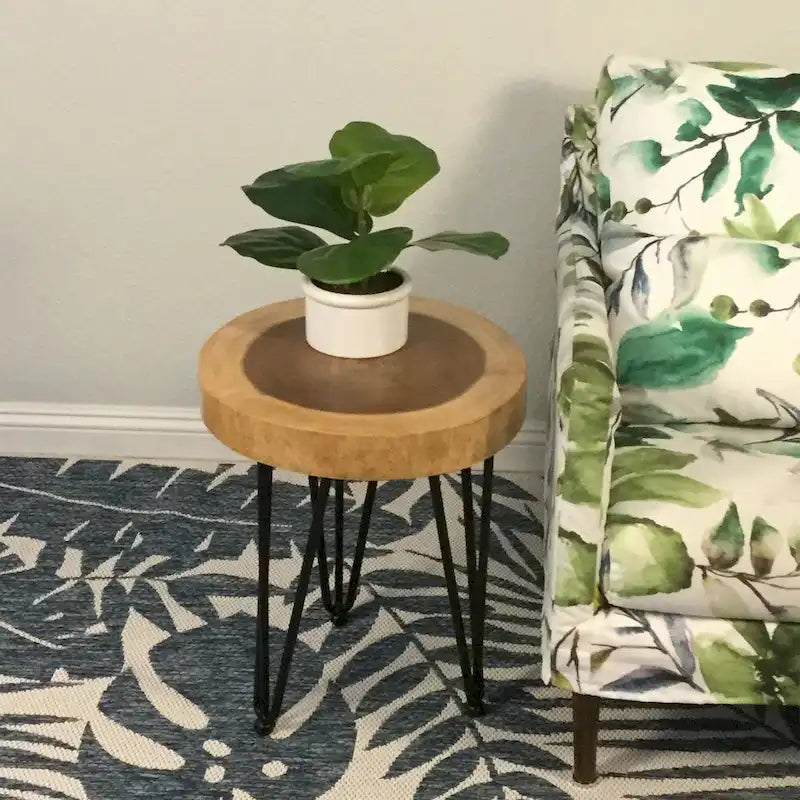 Natural Solid Wood Round End Table Coffee Table