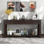 Merax Rustic Console Table with Storage Drawers and Bottom Shelf