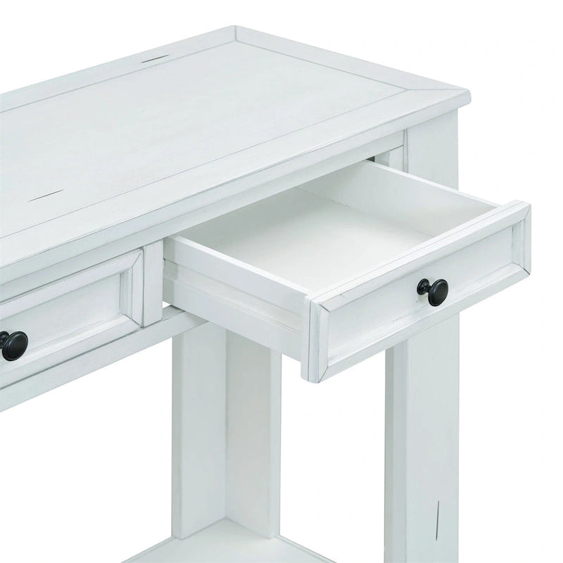 Merax Rustic Console Table with Storage Drawers and Bottom Shelf