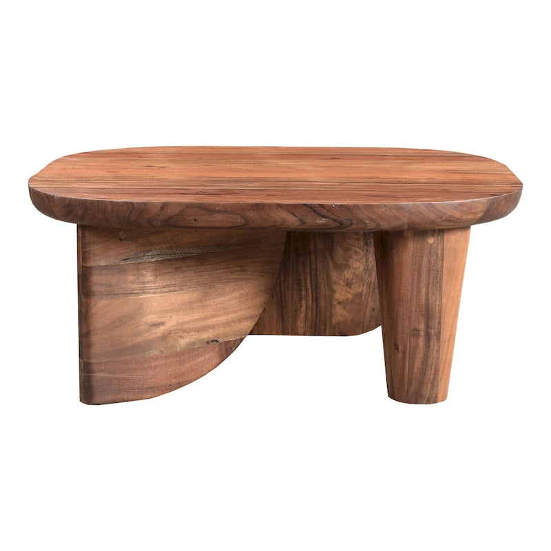 Aurelle Home Rustic Solid Acacia Wood Coffee Table