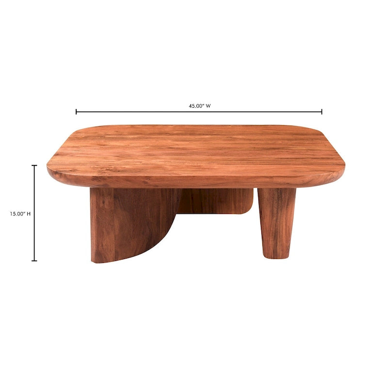Aurelle Home Rustic Solid Acacia Wood Coffee Table
