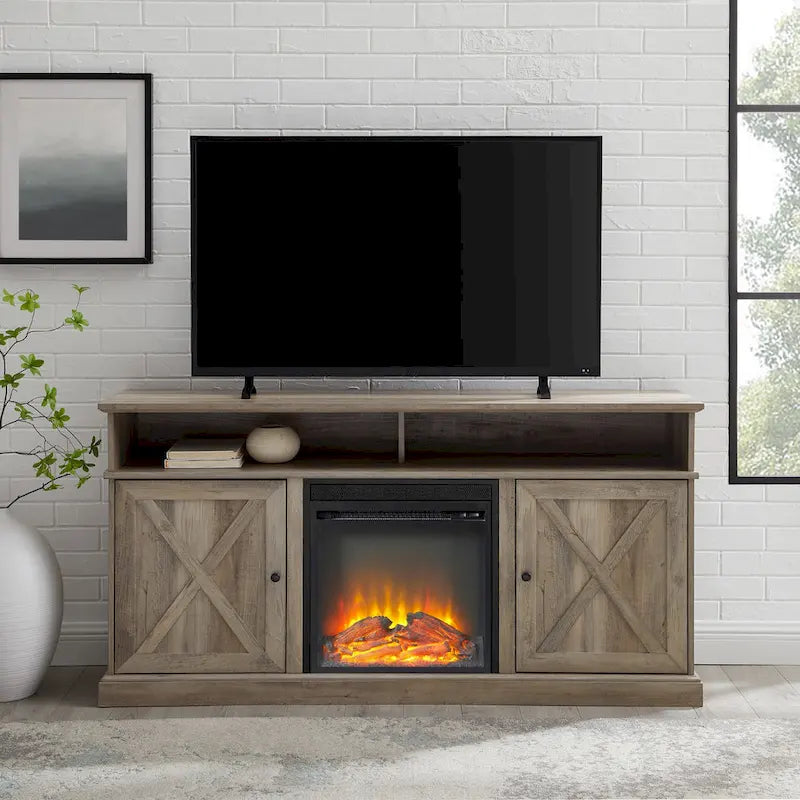 Middlebrook 60-inch Barn Door Fireplace TV Stand