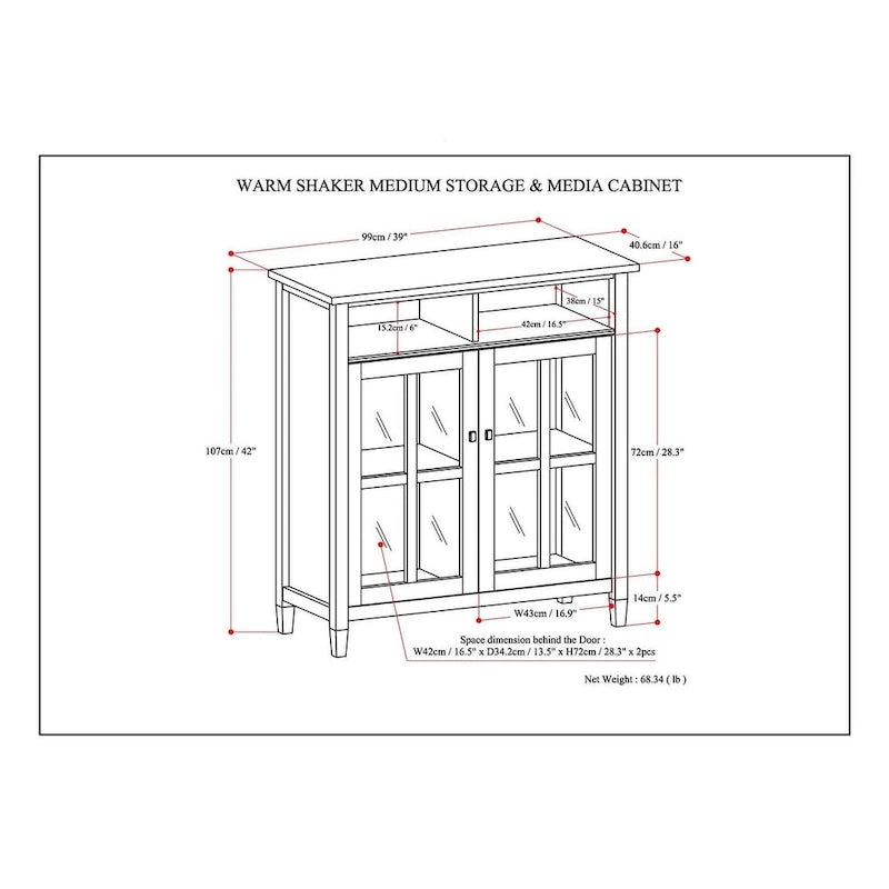 WYNDENHALL Norfolk Wood Storage Media Cabinet - 39Wx16Dx42H