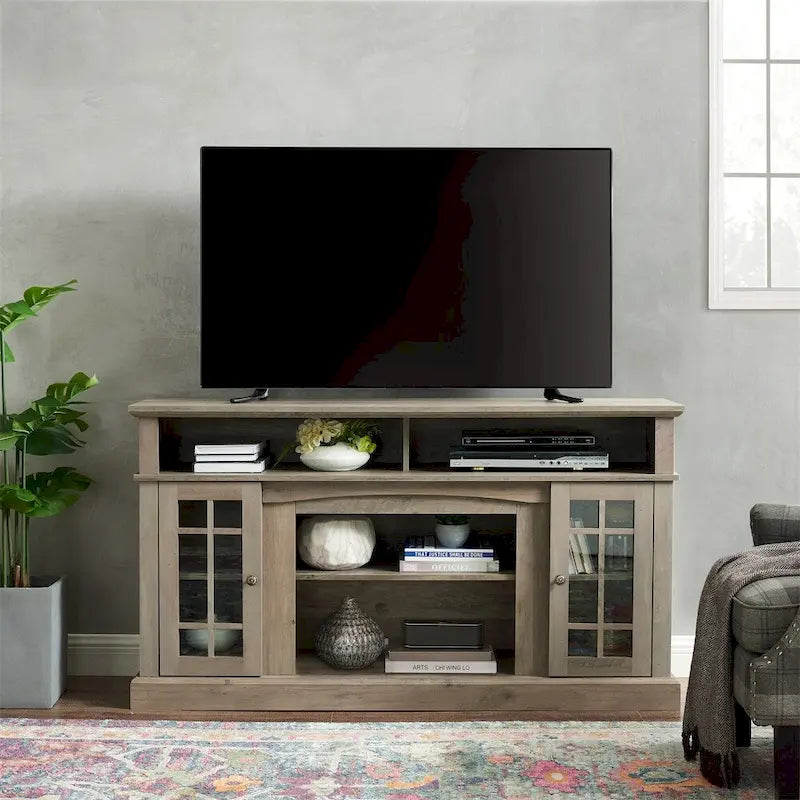 Gray Wash TV Stand with Storage - 58 Inch Entertainment Console