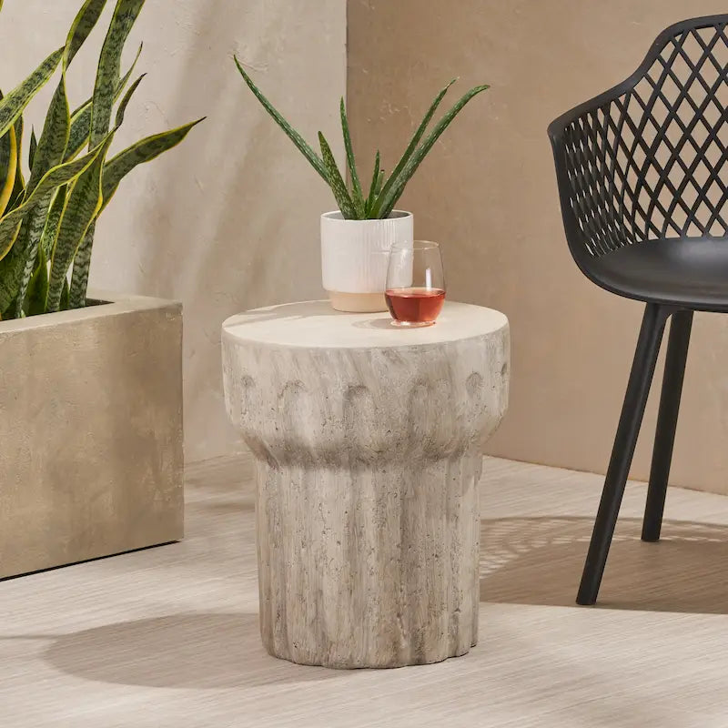 Delphinus Indoor/Outdoor Contemporary Lightweight Concrete Accent Side Table by Christopher Knight Home