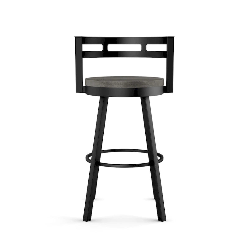 Amisco Vector Swivel Counter Stool with Distressed Wood Seat