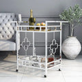 Foroka Contemporary Chrome 2-Shelf Serving Cart with Casters by 
