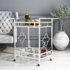 Foroka Contemporary Chrome 2-Shelf Serving Cart with Casters by 