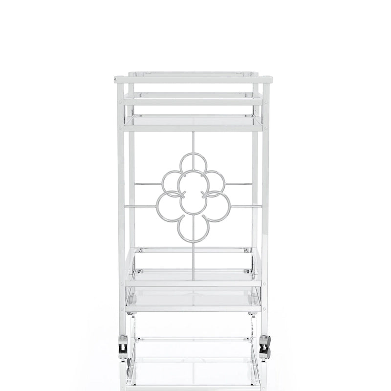 Foroka Contemporary Chrome 2-Shelf Serving Cart with Casters by