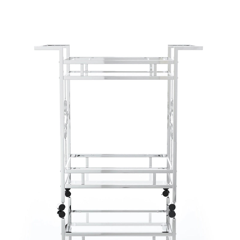Foroka Contemporary Chrome 2-Shelf Serving Cart with Casters by