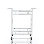 Foroka Contemporary Chrome 2-Shelf Serving Cart with Casters by