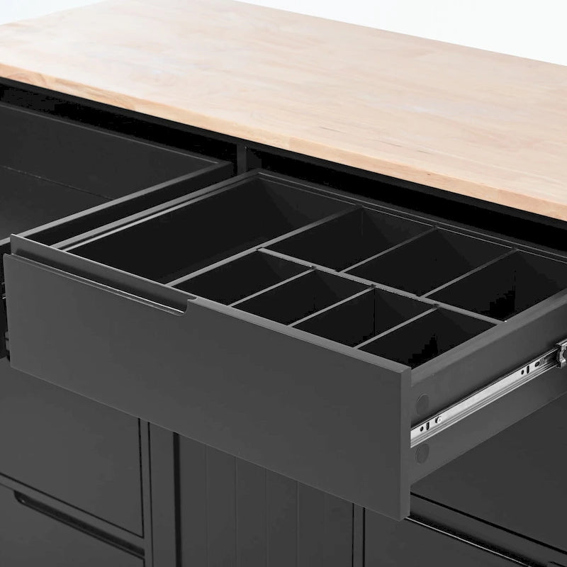 Kitchen Cart with Rubber Wood Countertop