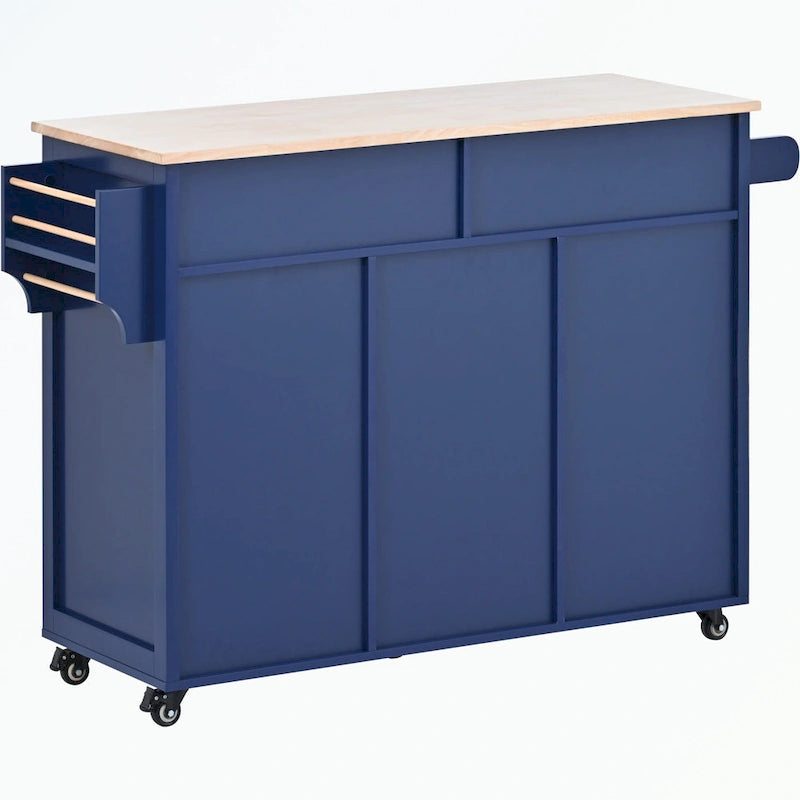 Kitchen Cart with Rubber Wood Countertop