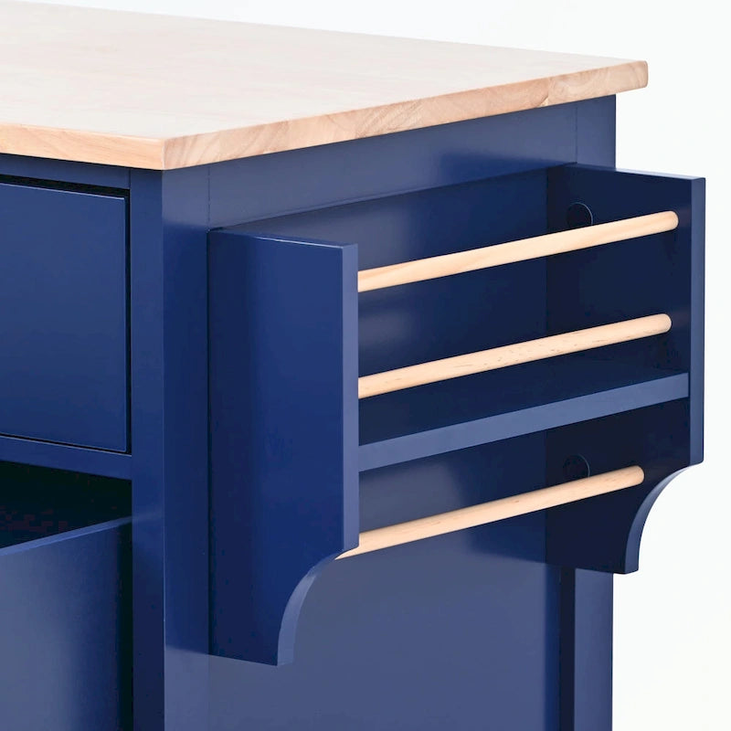 Kitchen Cart with Rubber Wood Countertop