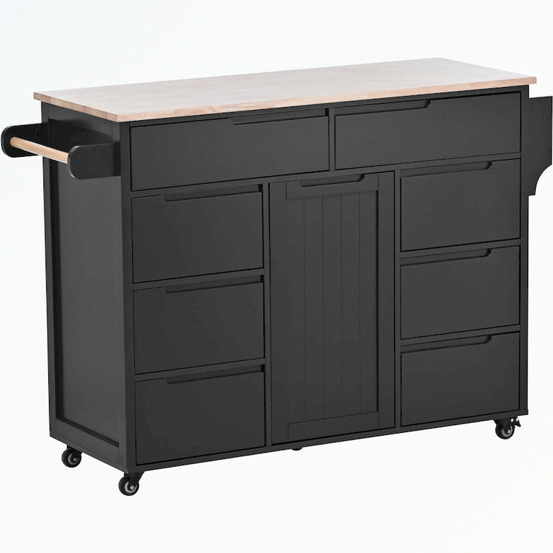 Kitchen Cart with Rubber Wood Countertop