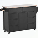 Kitchen Cart with Rubber Wood Countertop