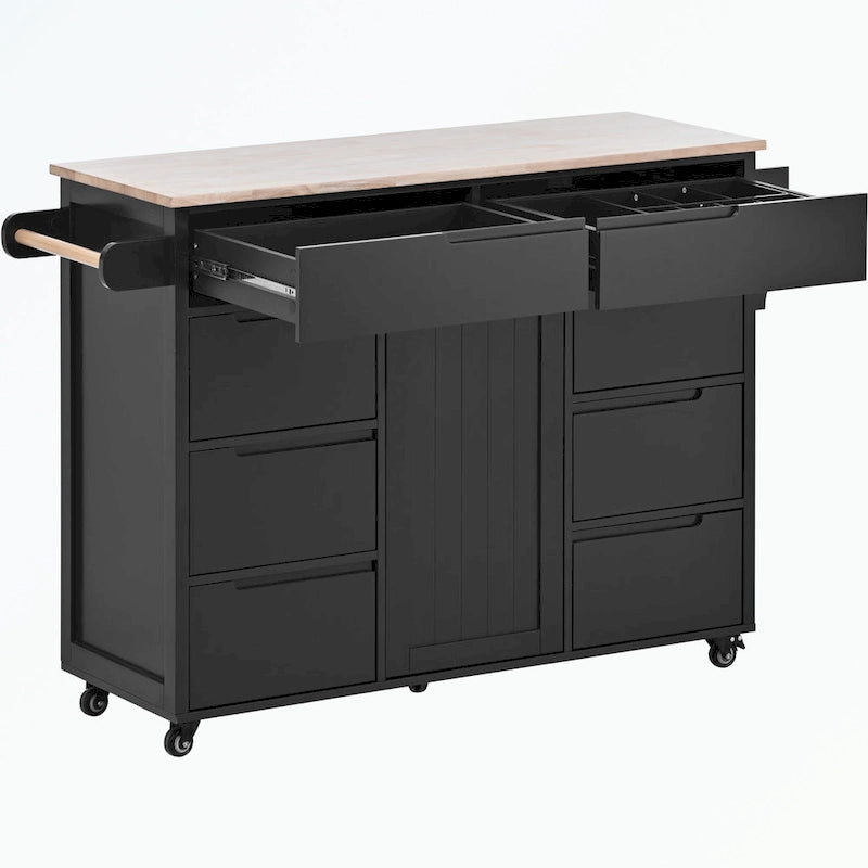 Kitchen Cart with Rubber Wood Countertop