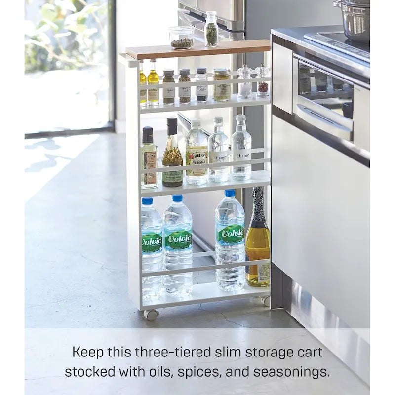 Slim Storage Cart, Steel, Holds 26.4 lbs, Minimal Assembly - L 18.7 x W 5.12 x H 31.69 inches