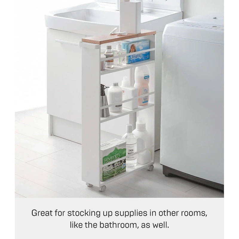 Slim Storage Cart, Steel, Holds 26.4 lbs, Minimal Assembly - L 18.7 x W 5.12 x H 31.69 inches