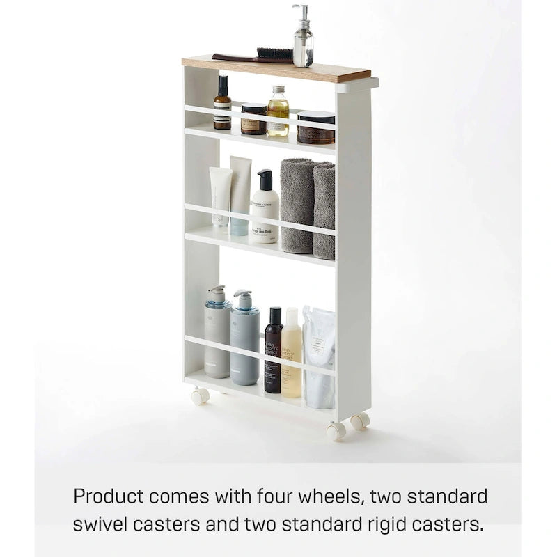 Slim Storage Cart, Steel, Holds 26.4 lbs, Minimal Assembly - L 18.7 x W 5.12 x H 31.69 inches
