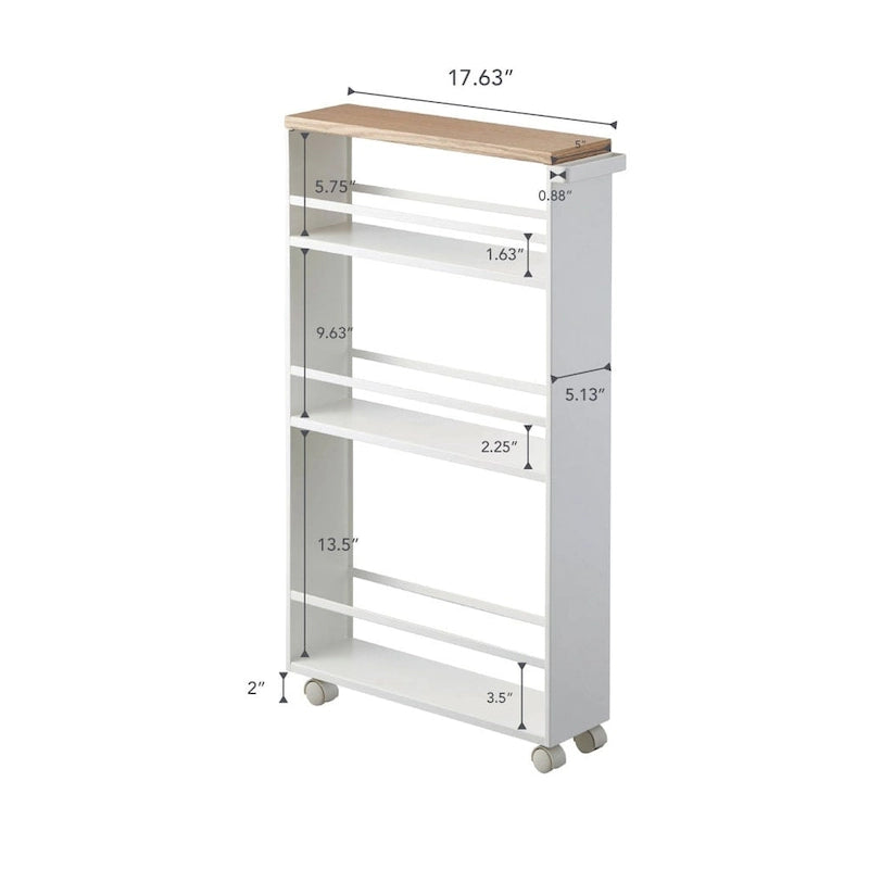 Slim Storage Cart, Steel, Holds 26.4 lbs, Minimal Assembly - L 18.7 x W 5.12 x H 31.69 inches