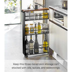 Slim Storage Cart, Steel, Holds 26.4 lbs, Minimal Assembly - L 18.7 x W 5.12 x H 31.69 inches