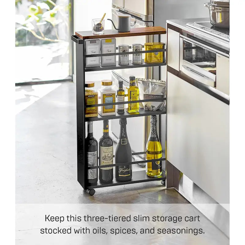 Slim Storage Cart, Steel, Holds 26.4 lbs, Minimal Assembly - L 18.7 x W 5.12 x H 31.69 inches