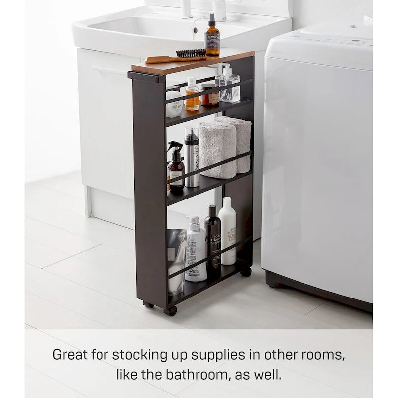 Slim Storage Cart, Steel, Holds 26.4 lbs, Minimal Assembly - L 18.7 x W 5.12 x H 31.69 inches